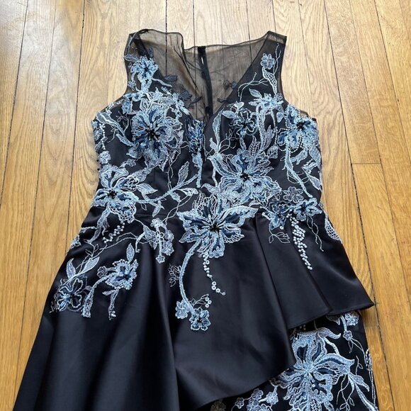 Rickie Freeman Teri Jon Size 12 Black & Silver Embroidered Sleeveless Mini Dress - Picture 13 of 16